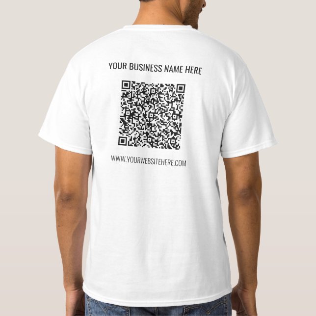 Camiseta Código QR T-Shirt e Texto personalizado Nome da su (Verso)