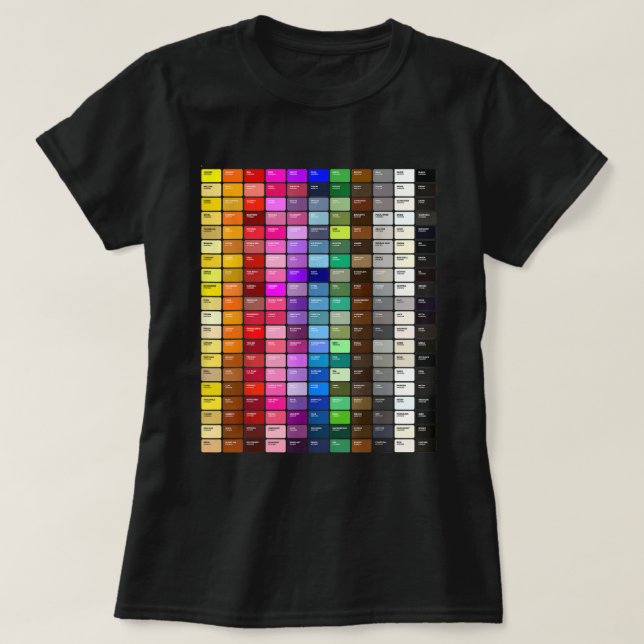 Camiseta Códigos hexadecimais do gráfico de cores (Frente do Design)