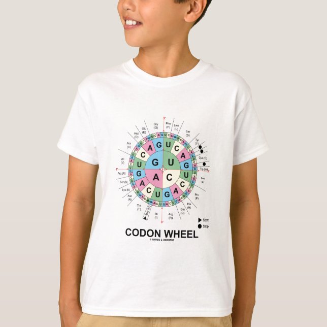 Camiseta Codon Wheel (RNA Codons Aminoácidos) (Frente)