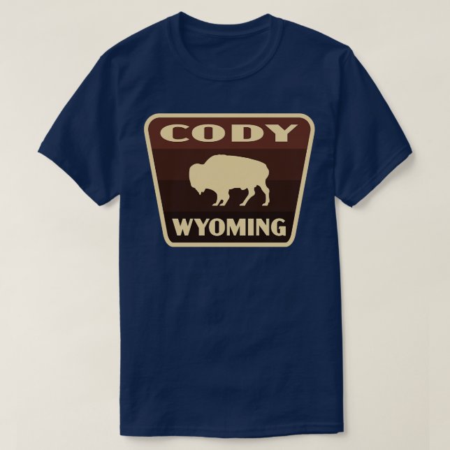 Camiseta Cody Wyoming Retro Buffalo Crachá Brown (Frente do Design)