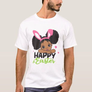 Camiseta Coelhinha Bonita Ouve Menina Afro-Americana Africa