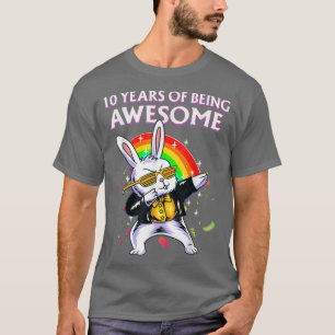 Camiseta Coelhinha De Aniversário De 10 Anos Dabbing Incrív