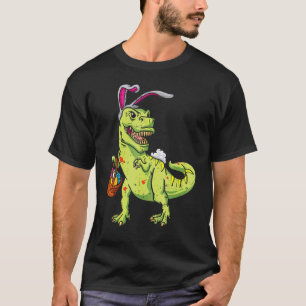 Camiseta Coelhinha Dinossauro Páscoa Dia Fofo T Rex Caçador