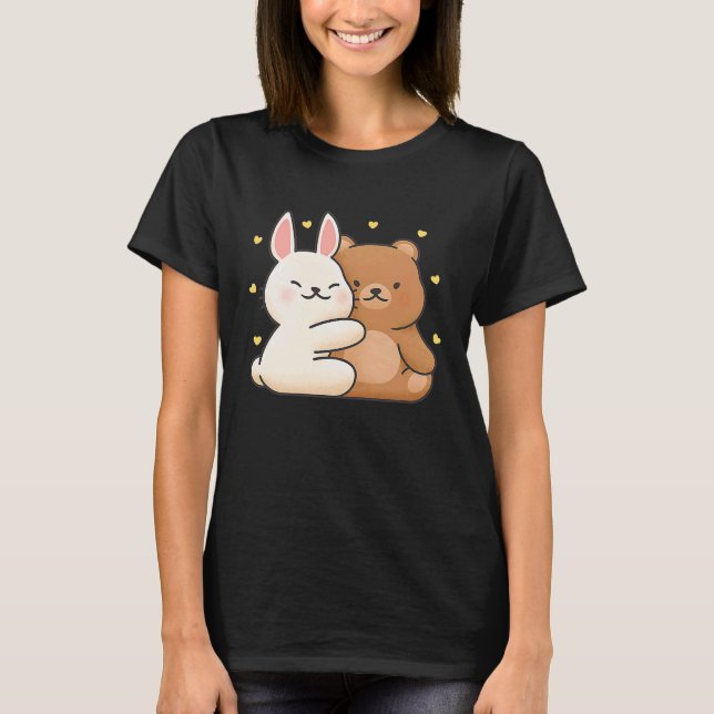 Camiseta Coelhinho Bonito Abraço Coelhinho e Urso Que Compa (Frente)