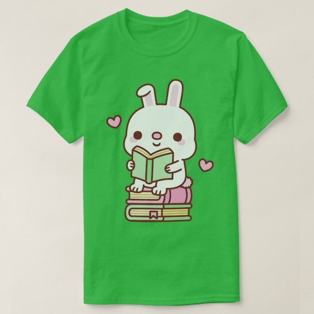 Camiseta Coelhinho Bonito Adora Ler Livros (Frente do Design)