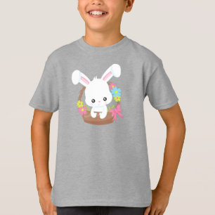 Camiseta Coelhinho Bonito, Coelhinho Branco, Coelho, Cesto,