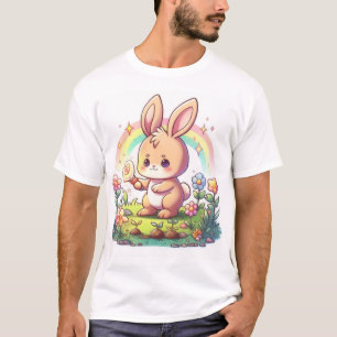 Camiseta Coelhinho Bonito com Camisa-Arco-Íris