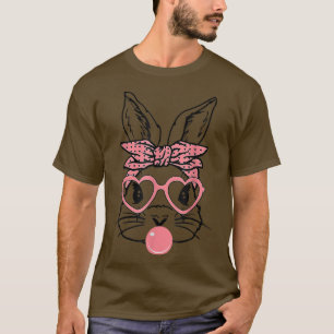Camiseta Coelhinho Bonito Com Óculos De Coração Bandana Bub