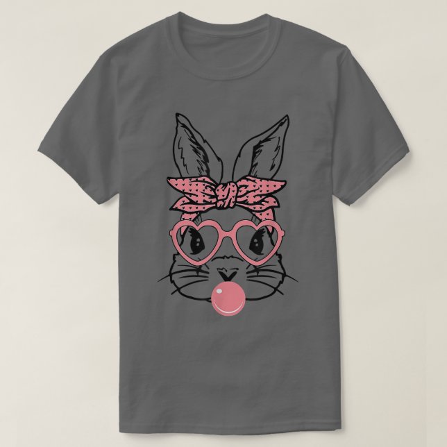 Camiseta Coelhinho Bonito Com Óculos De Coração Bandana Bub (Frente do Design)