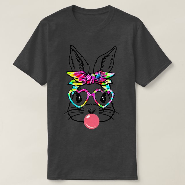 Camiseta Coelhinho Bonito Com Óculos De Coração Bandana Bub (Frente do Design)