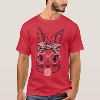 Camiseta Coelhinho Bonito Com Óculos De Coração Bandana Bub