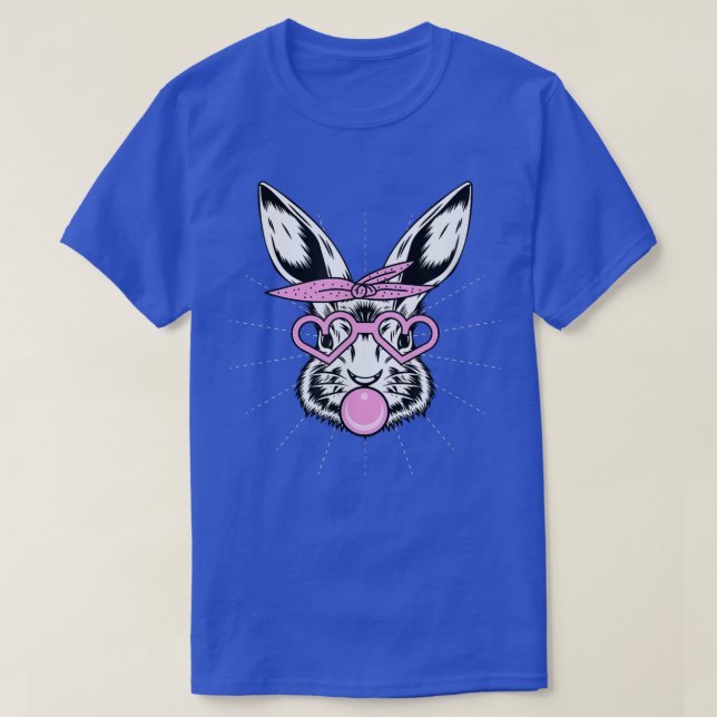 Camiseta Coelhinho Bonito Com Óculos De Coração Bandana Bub (Frente do Design)