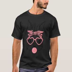 Camiseta Coelhinho Bonito Com Óculos De Coração Bandana Bub