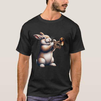 Camiseta Coelhinho Bonito Jogando Trompete Coelhos Músicos