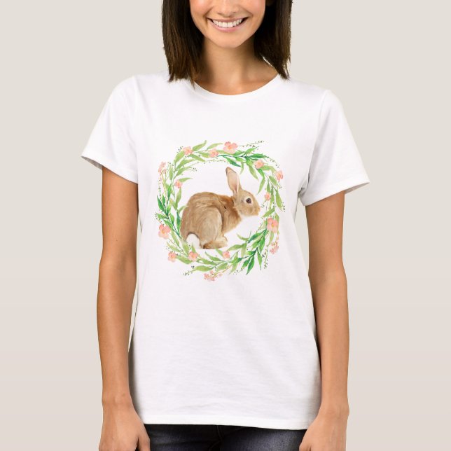 Camiseta Coelhinho Bonito na Terra Floral (Frente)