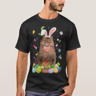 Camiseta Coelhinho Bonito Persa Gato e Páscoa de Ovo de Pás