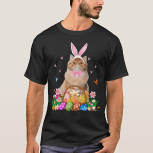 Camiseta Coelhinho Bonito Persa Gato e Páscoa de Ovo de Pás