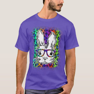 Camiseta Coelhinho Bonito Rosto Arco-Íris Leopardo Sangrado