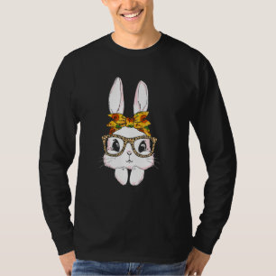 Camiseta Coelhinho Bonito Vestindo Óculos-do-leopardo Giras