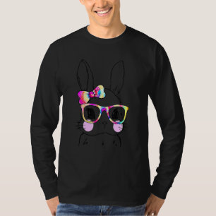 Camiseta Coelhinho Bonito Vestindo Rosto Tie Tye Óculos Fel