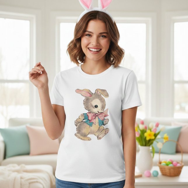 Camiseta Coelhinho Bonito Vintage (Retro Vintage Cute Bunny T-Shirt)