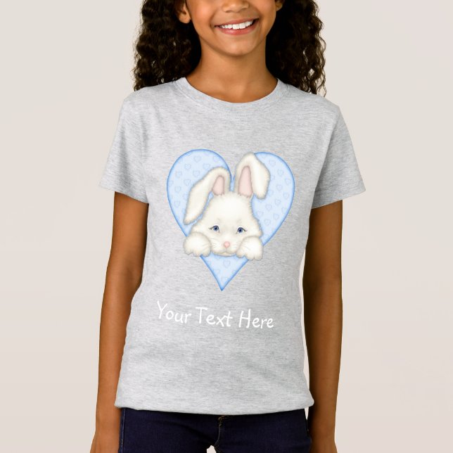 Camiseta Coelhinho Branco - Azul (Frente)