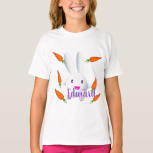 Camiseta Coelhinho Branco e Cenouras