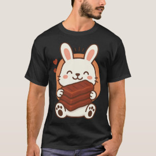 Camiseta Coelhinho Com Bares De Chocolate Kawaii Bonitinho