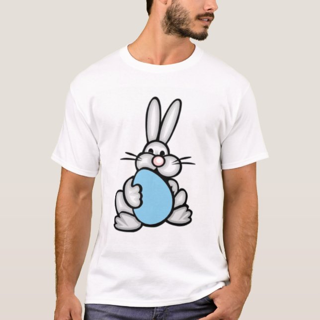Camiseta Coelhinho com Ovo Azul Bebê (Frente)