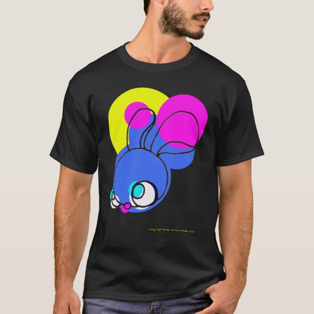 Camiseta Coelhinho da Imaginação em Preto (Frente)