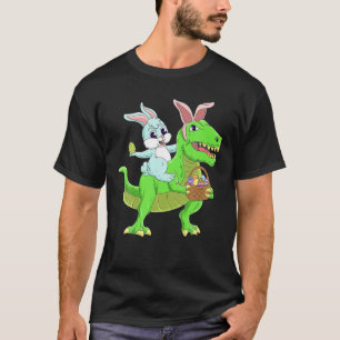 Camiseta Coelhinho da Páscoa Andando Dinossauro T Rex Pás