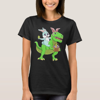 Camiseta Coelhinho da Páscoa Andando Dinossauro T Rex Pásco