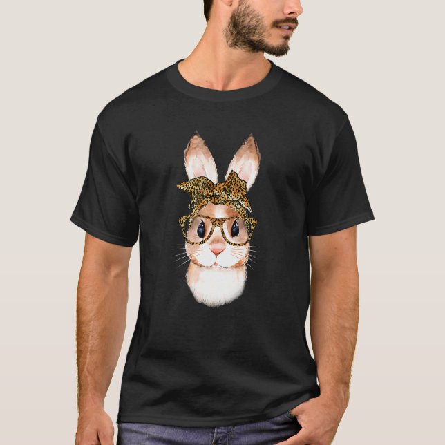 Camiseta Coelhinho da Páscoa Bonita de Nerd Mãe Leopard Ban (Frente)