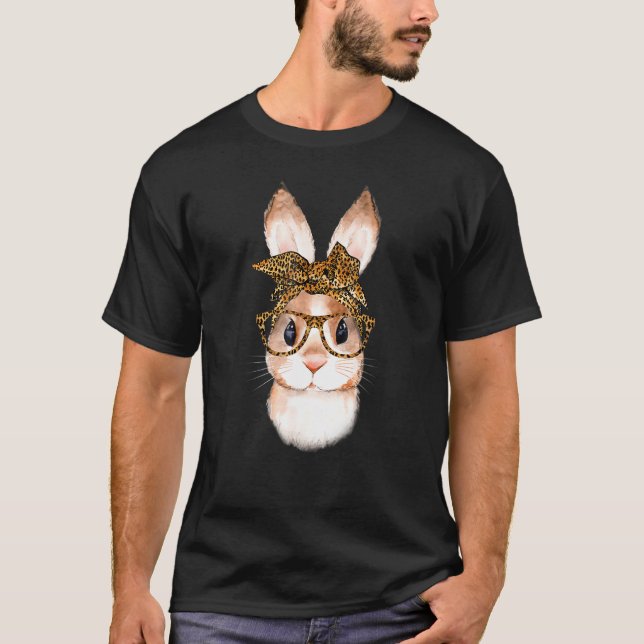 Camiseta Coelhinho da Páscoa Bonita de Nerd Mãe Leopard Ban (Frente)