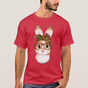 Camiseta Coelhinho da Páscoa Bonita Mãe Leopard Bandana Ócu