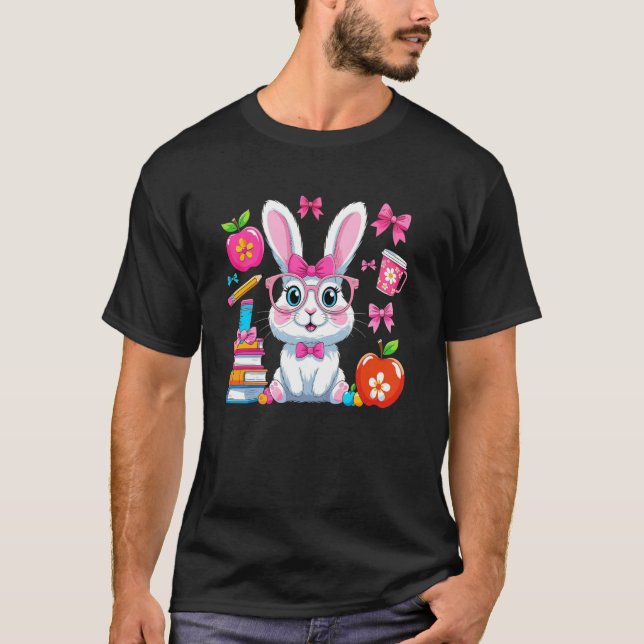 Camiseta Coelhinho da Páscoa Coquete Laço Professora Menina (Frente)