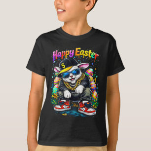Camiseta Coelhinho da Páscoa engraçado e feliz, homens e mu