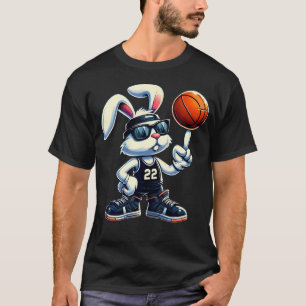 Camiseta Coelhinho da Páscoa Feliz Basquete Crianças Menino