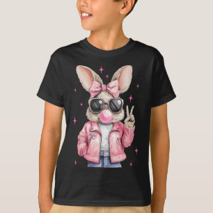 Camiseta Coelhinho da Páscoa Feliz Rosto de Coelho Coquette