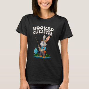 Camiseta Coelhinho da Páscoa Fofo Pescando Ovos Arte de Fér