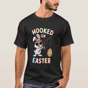 Camiseta Coelhinho da Páscoa Fofo Pescando ovos Feriado Div