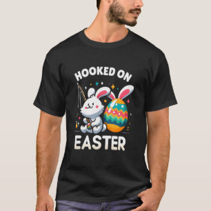 Camiseta Coelhinho da Páscoa Fofo Pescando Ovos Feriado Div