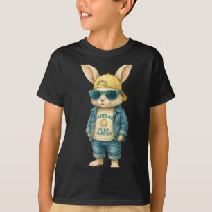 Camiseta Coelhinho da Páscoa legal com óculos de sol para m