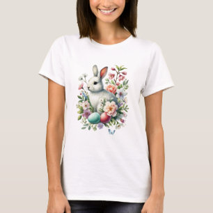 Camiseta Coelhinho De Água De páscoa, Ovos E Flores