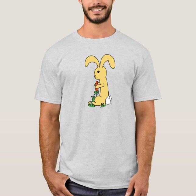Camiseta Coelhinho De Cartoon Amarelo Pequeno E Cugado Segu (Frente)