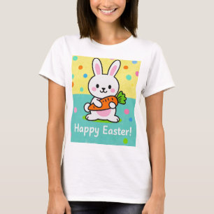 Camiseta Coelhinho de cartoon com bolinhas de cenoura