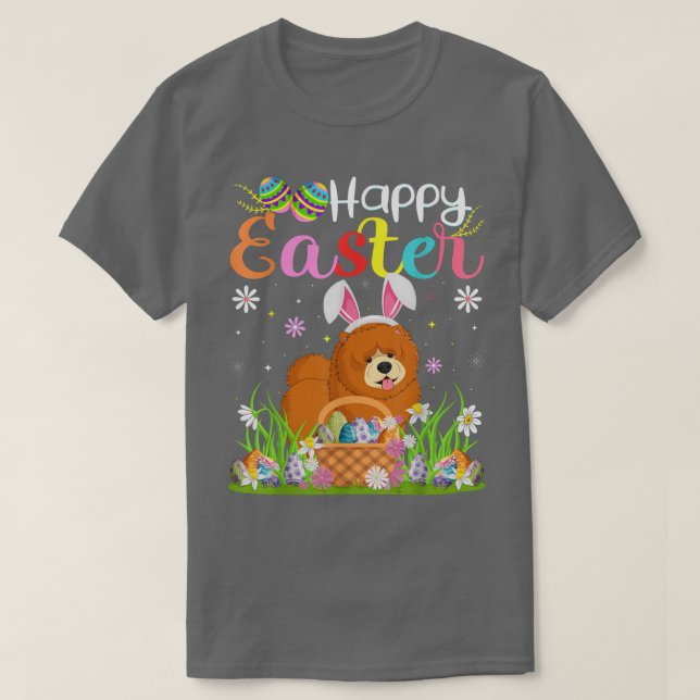 Camiseta Coelhinho De Coelhinho De Chow Caçando Ovo Engraça (Frente do Design)