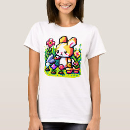 Camiseta Coelhinho de jardinagem - Design de arte natural d