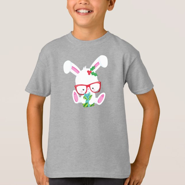 Camiseta Coelhinho De Natal, Coelhinho De Hipster, Coelhinh (Frente)