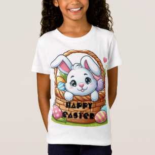 Camiseta Coelhinho de Páscoa Adorável em um Cesto
